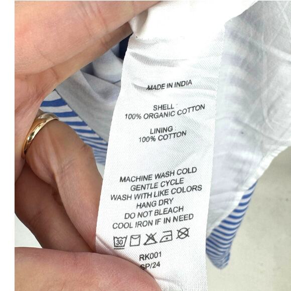 NEW Quince Maxi Dress Size XL Azure Stripe 100% Organic Cotton Sustainable - Picture 11 of 11